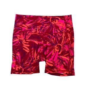 All in Motion Red Pink Orange Tropical Print Bike Short Size XXL